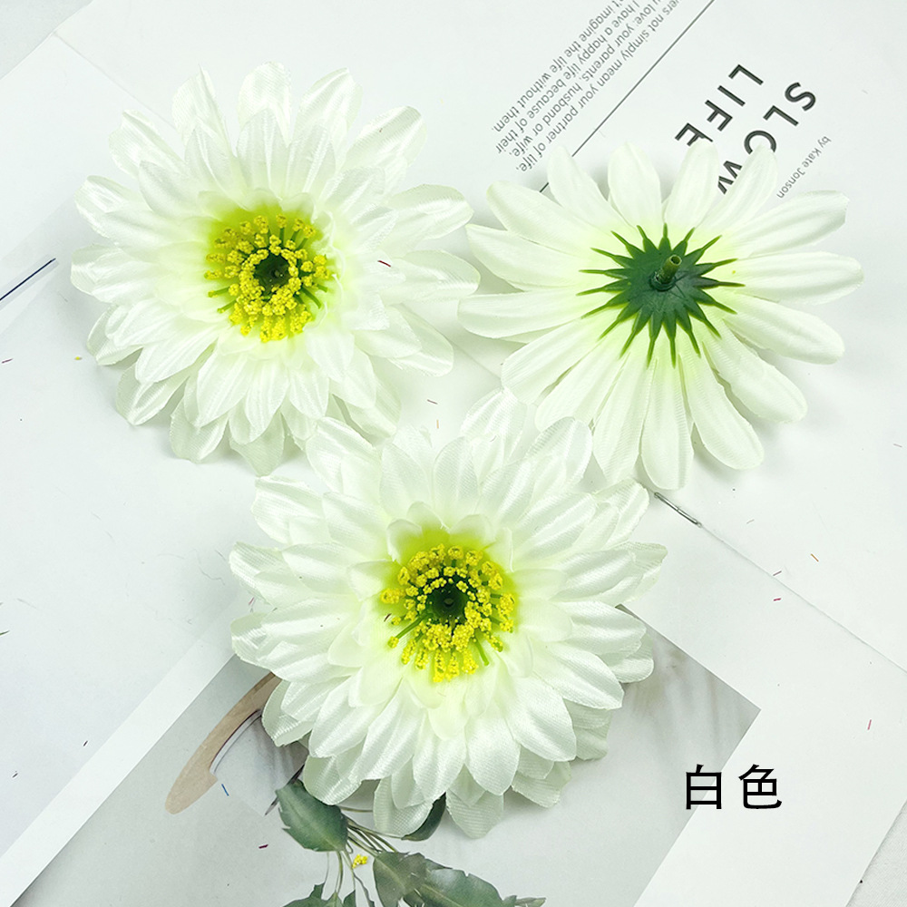 Flores de gerbera brillante DIY pinzas de flores cabeza de flores de fabricación de ropa minoritaria material de decoración de pared
