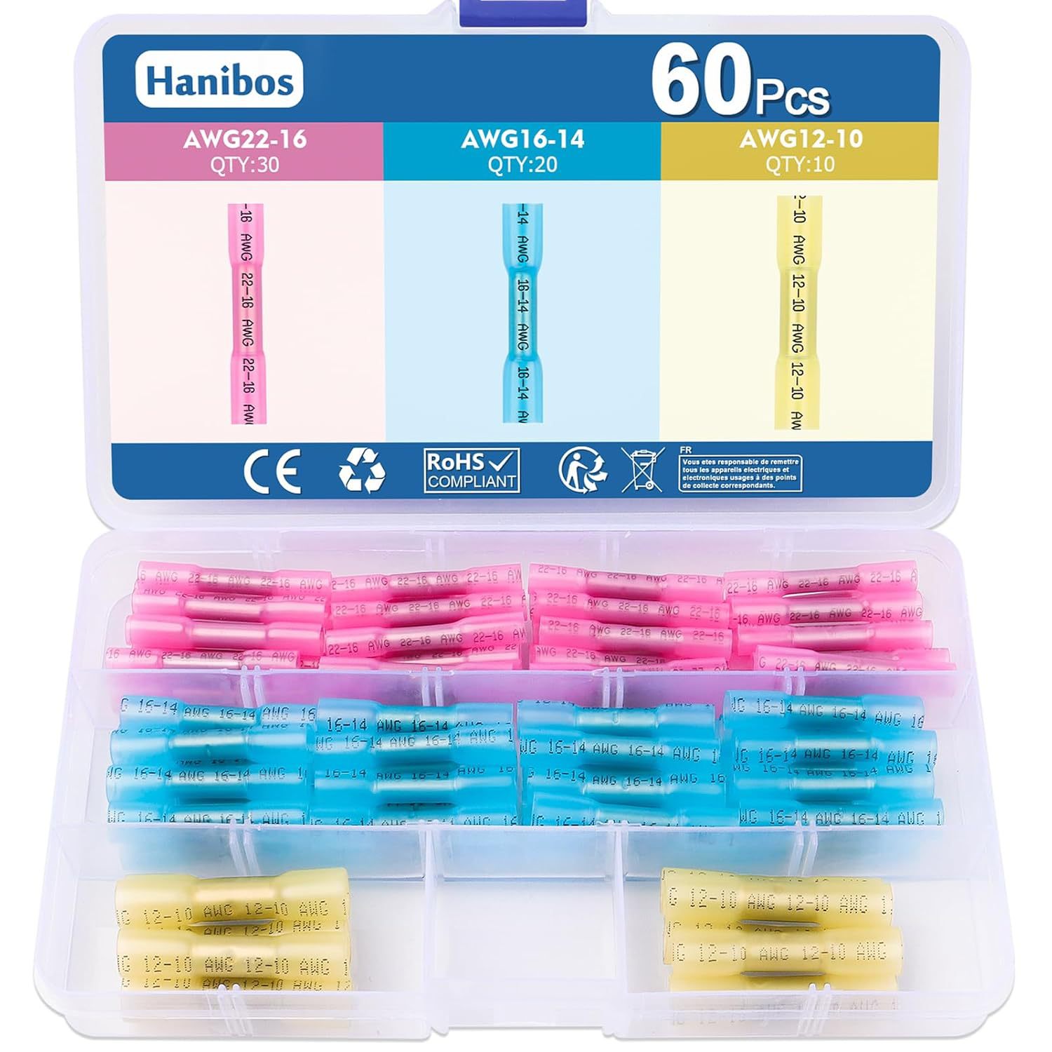 Hanibos Stossverbinder, 60 Stück Stoßverbinder mit Schrump