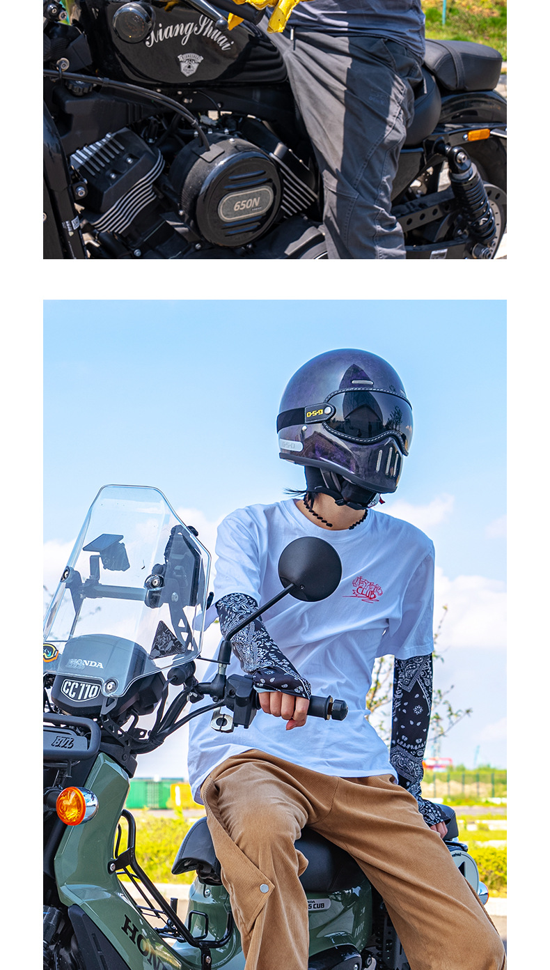 Foreign Trade Export Carbon Fiber Retro Motorcycle Helmet Full-Face Electric Motorcycle Helmet for Men and Women, Winter and All-Season Safety Helmet 3C