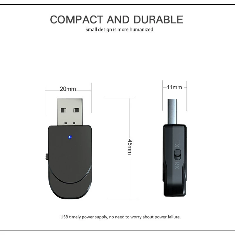 Bluetooth-передатчик Aux-приёмник USB Bluetooth 5.0 адаптер двойной выход, компьютерный аудио-адаптер KN330