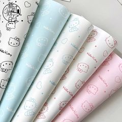 七夕HelloKitty字母粉色蝴蝶结浪漫马卡龙包装纸鲜花卡片花店花束