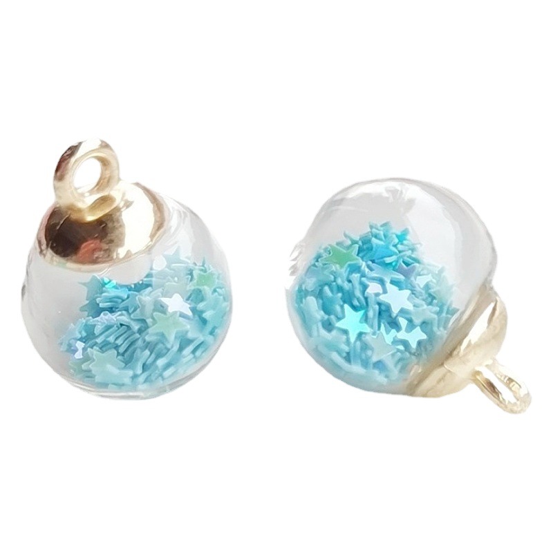 Cristal redondo bola de cristal colgante estrella de cinco puntas arenas movedizas colgante de lentejuelas DIY pulsera con cuentas pendientes accesorios de la joyería