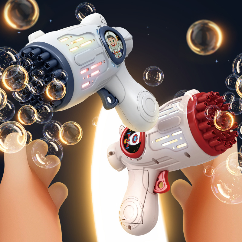 Máquina de soplado de burbujas transfronteriza de 32 orificios, pistola de burbujas espacial automática de mano, juguetes, puestos de regalo para niños, fábrica al por mayor