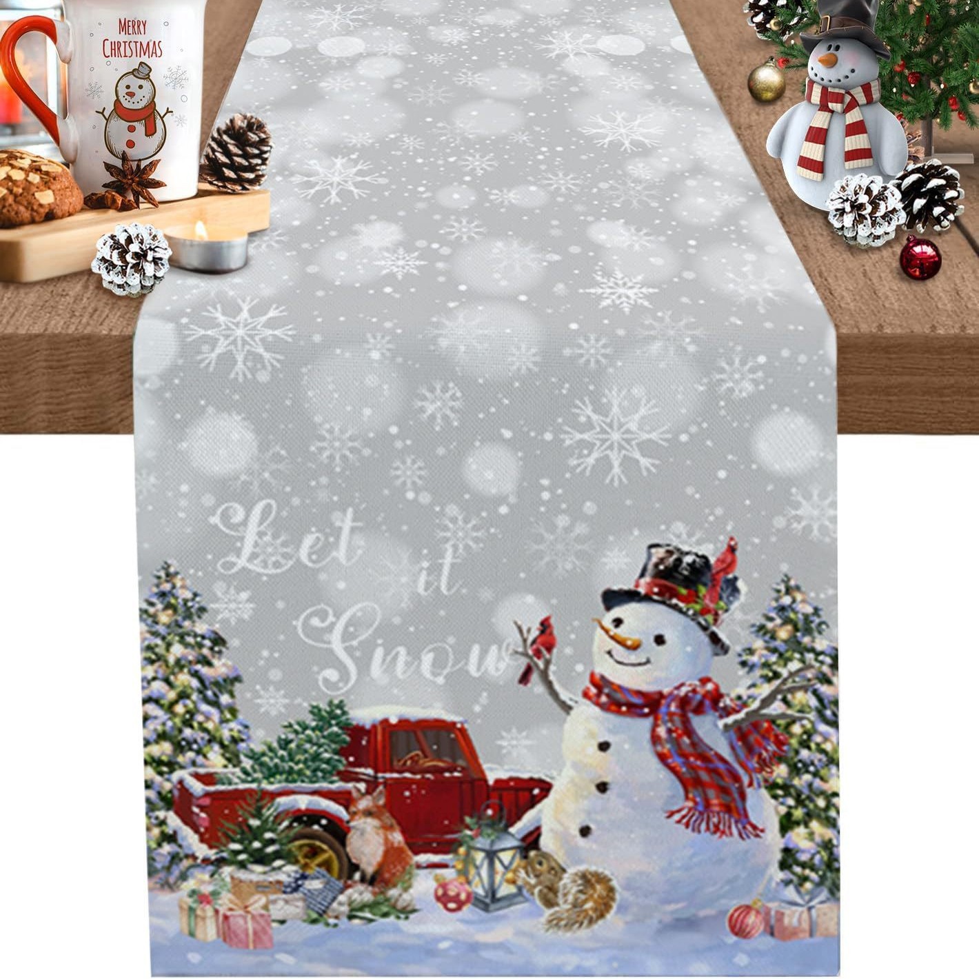 Amazon nueva bandera de mesa de Santa Claus blanca mesa de té de Navidad sala de estar dormitorio mesa de decoración de fondo