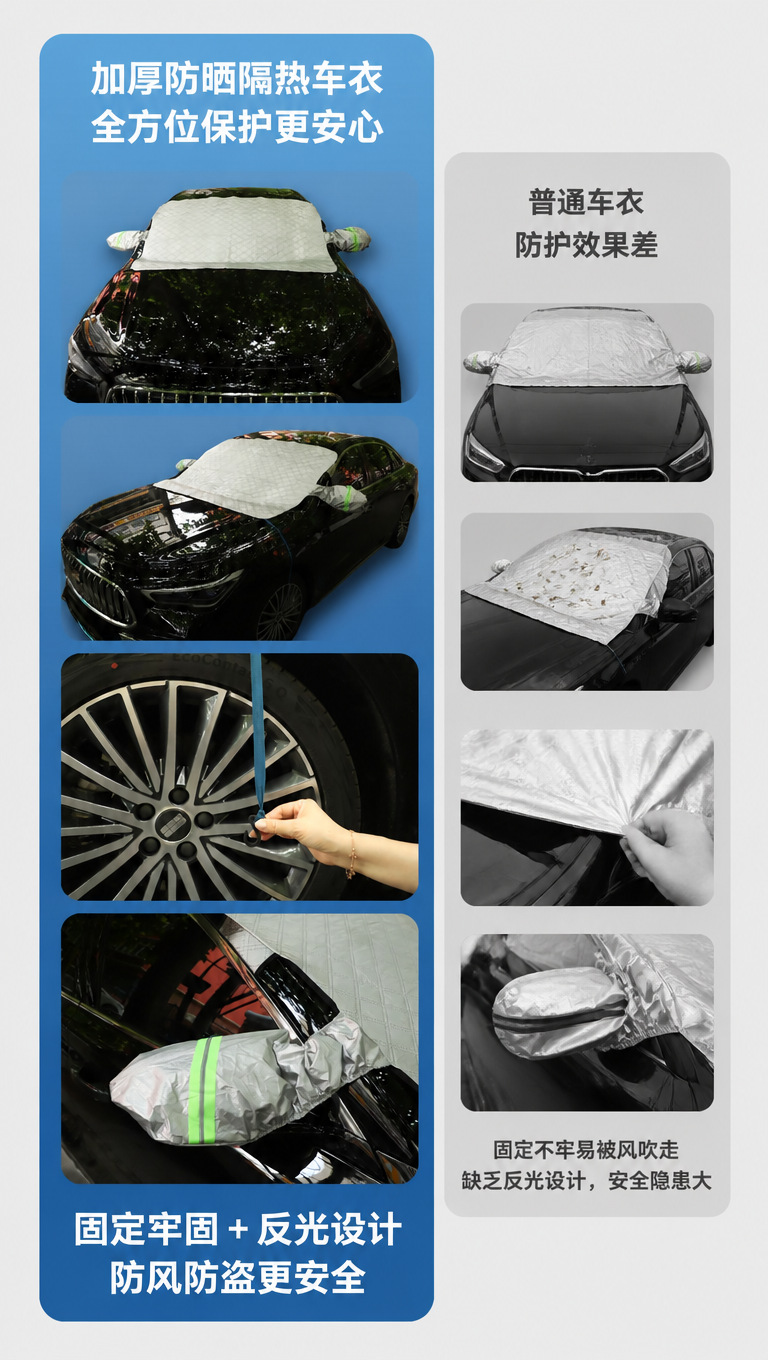 Car windshield anti-freeze cover, car cover, snow cover, snow protection, sun protection, heat insulation, sunshade for sedans and SUVs