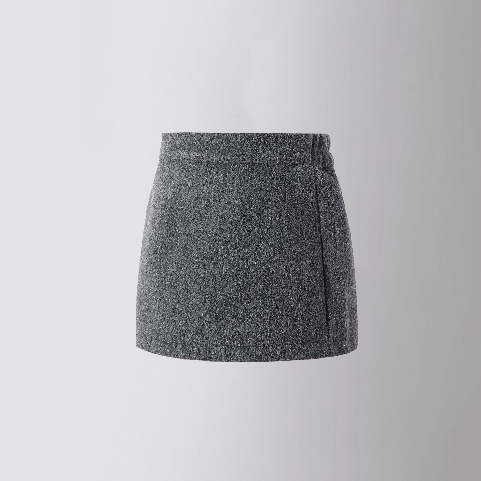 2385 dark gray solid color woolen hip skirt [antelope]