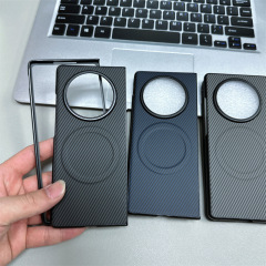 vivo X Fold 70% off スタック携帯電話ケースに適しています、フレームレスの大きな穴のカーボンファイバーパターンレザー X フリップ磁気保護