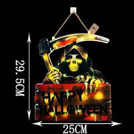 跨境新款万圣节led灯牌挂灯装饰氛围灯彩灯发光图案造型灯彩灯串