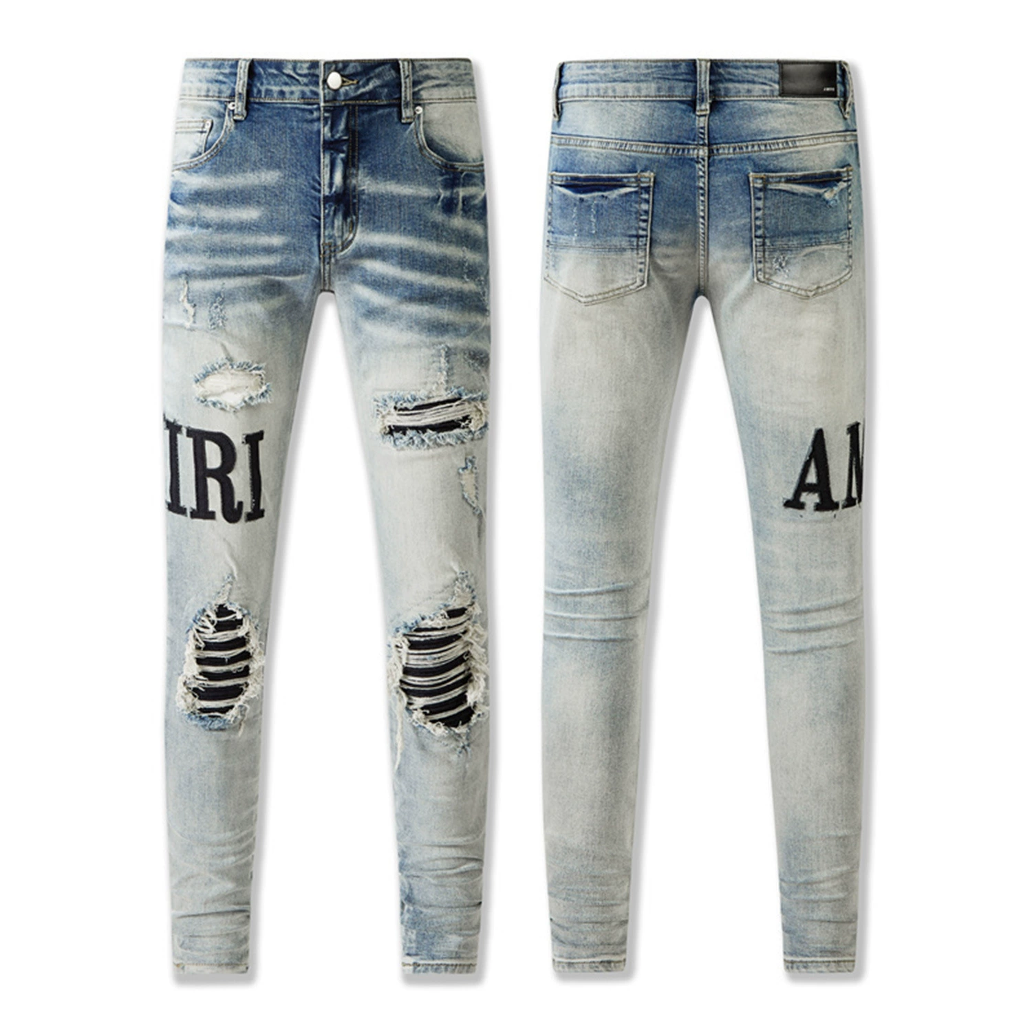 Джинсы (AMIRI) мужские slim с рваной отделкой, фасон зауженный