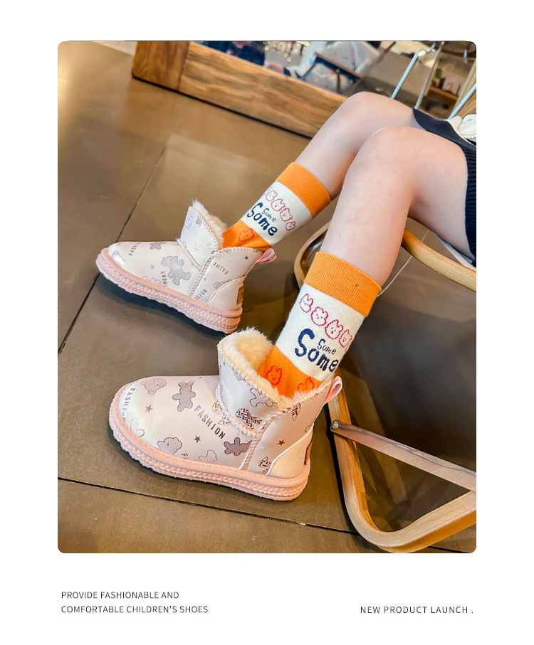 Simpatiche scarpe di cotone da ragazza 2023 nuovi stivali invernali di cotone morbidi e spessi isolanti, antiscivolo, stivali da neve per ragazzi,_voghion.com