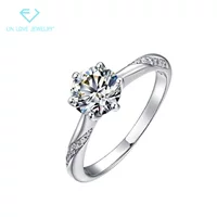 Простое женское кольцо с шестью когтями 18K Золотое кольцо с бриллиантом для выращивания в лаборатории D цветное круглое кольцо с бриллиантом для выращивания HTHP/CVD