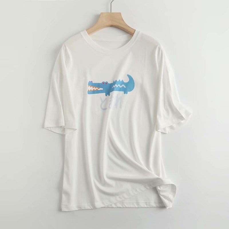 crocodile cartoon print T-shirt  NSAM40217