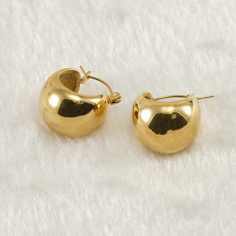 U Shape Pattern 1 Pair Fashion U Shape Plating Titanium Steel Hoop Earrings