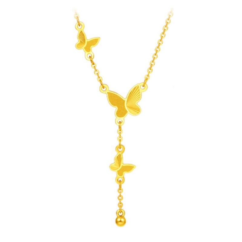 Titanium Steel Tassel Butterfly Necklace Pendant Women's Niche Elegant Clavicle Chain Women's High-end Cool Style Jewelry