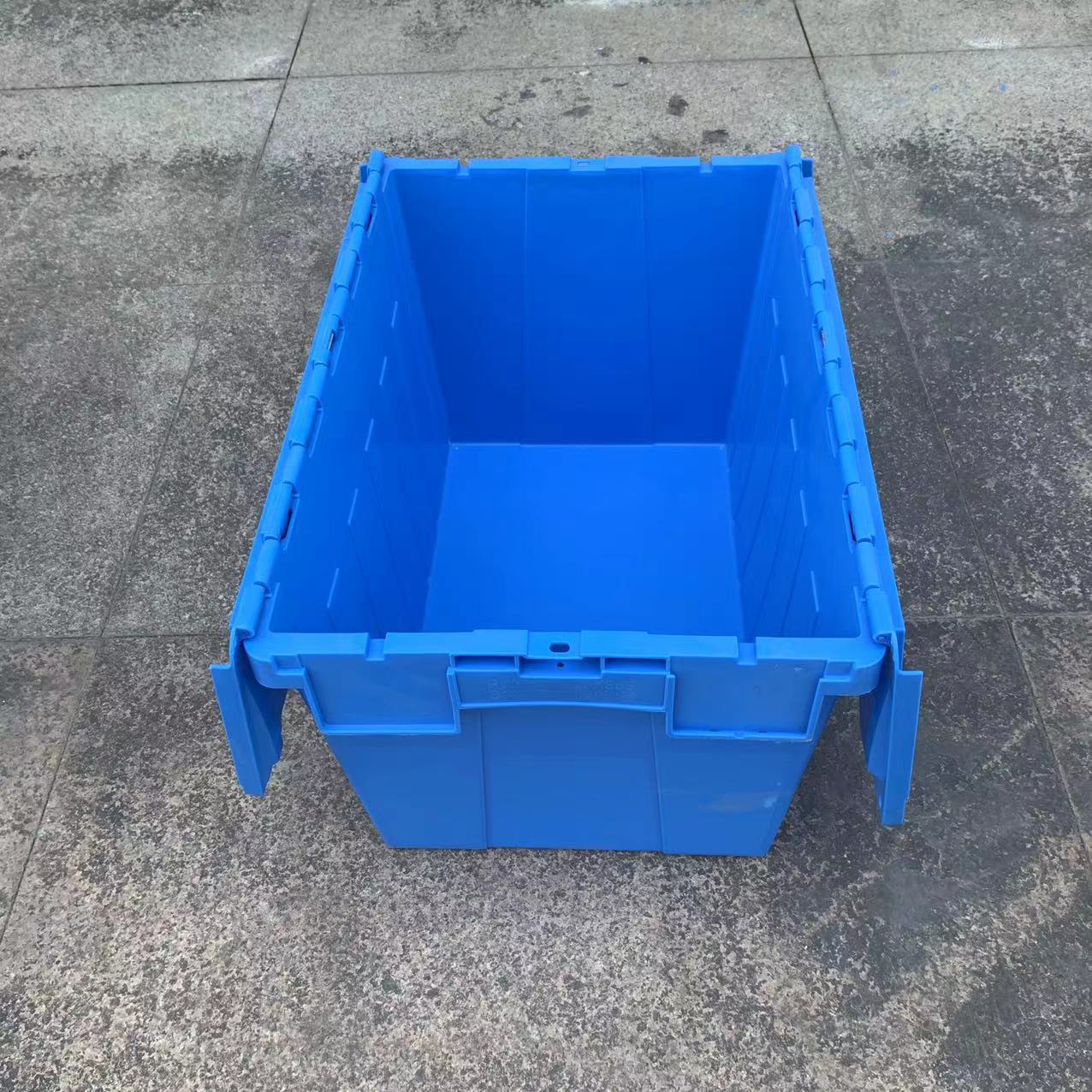 东莞厂家塑料斜插箱加厚周转箱大号带盖物流箱蓝色斜插式中转箱