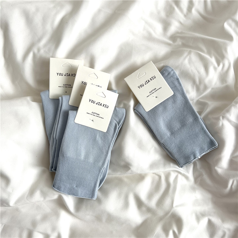 35g Weight Socks Classification Socks Lingerie Type Cotton Fabric Type Stretchy Elasticity A Pair Quantity Daily Occasion Comfort Function Solid Color Pattern All Seasons Season Women's Gender Simple Style Style Simple Style Women's Solid Color Cotton Crew Socks A Pair 17