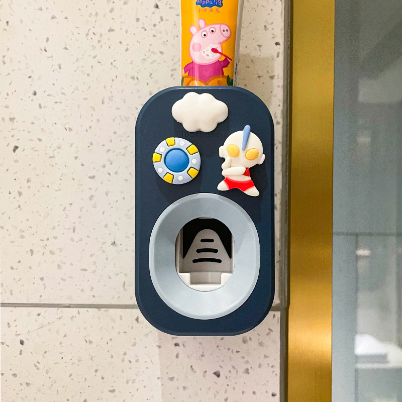 自動歯磨き粉絞り器、怠惰な絞り器、漫画のかわいいステッチ、子供用壁掛けパンチフリーラック|undefined