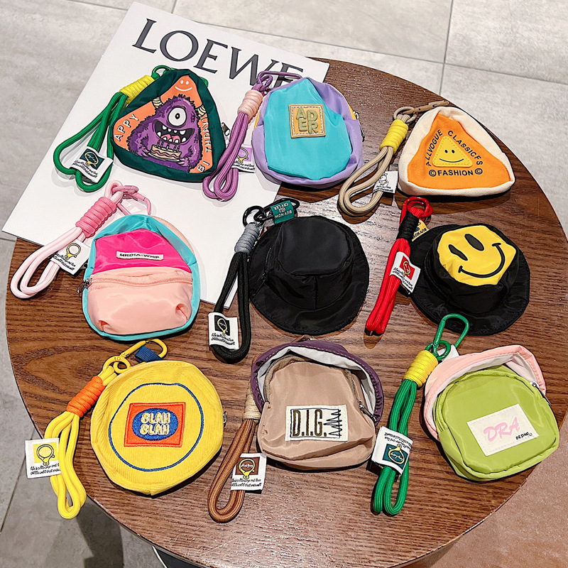 Cute Mini Bag Mushroom Coin Purse Headphone Bag Portable Hook Storage Coin Small School Bag Mobile Phone Pendant Short Rope