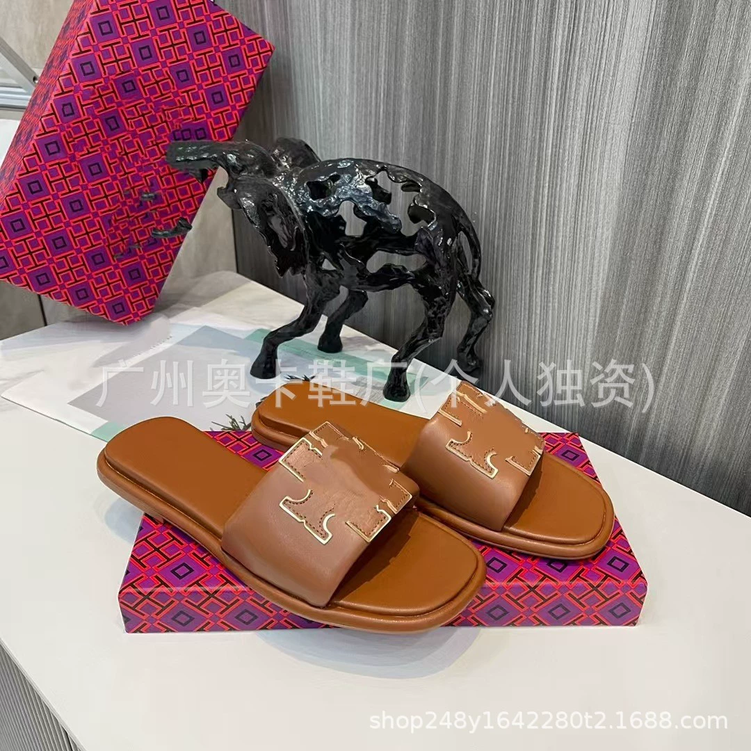 Женские летние пляжные шлепанцы из козьей кожи, новая модель 2025 года, плоская подошва, повседневные, мягкие и удобные.