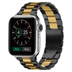 Suitable for Apple Huawei Samsung watch stainless steel watch strap solid three color iwatch metal watch strap