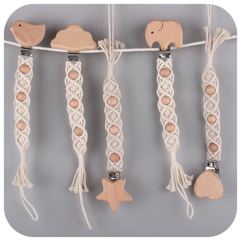 Bebé creativo haya animal chupete clip juguete mordedor chupete cadena nuevo bebé tejido a mano chupete cuerda