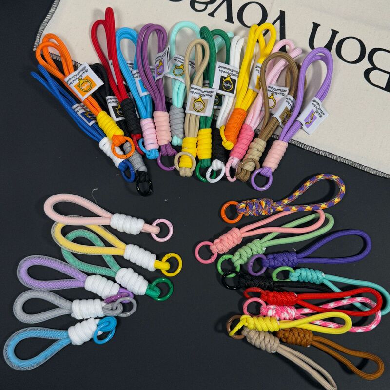 New National Tide Macaron INS Style Creative Color-matching Knot Anti-losing Mobile Phone Keychain Rope Woven Lanyard Bag Pendant