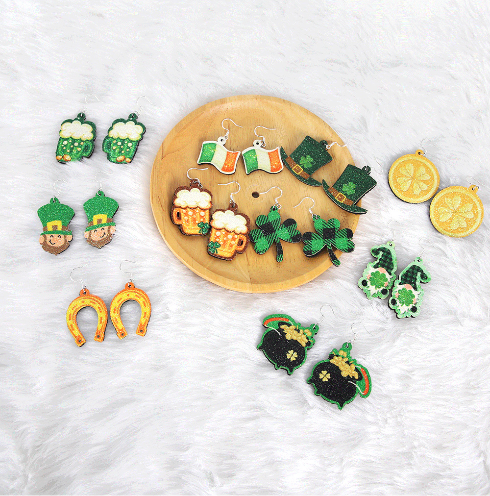 6g Weight Drop Earrings Event & Party Supplies 1 Pair Quantity Party, Festival Occasion Gretel Material St. Patrick Festival Shamrock, Cartoon, hat Pattern Cute Style Handmade Craft 1 Pair Cute Shamrock Cartoon Hat Gretel 6