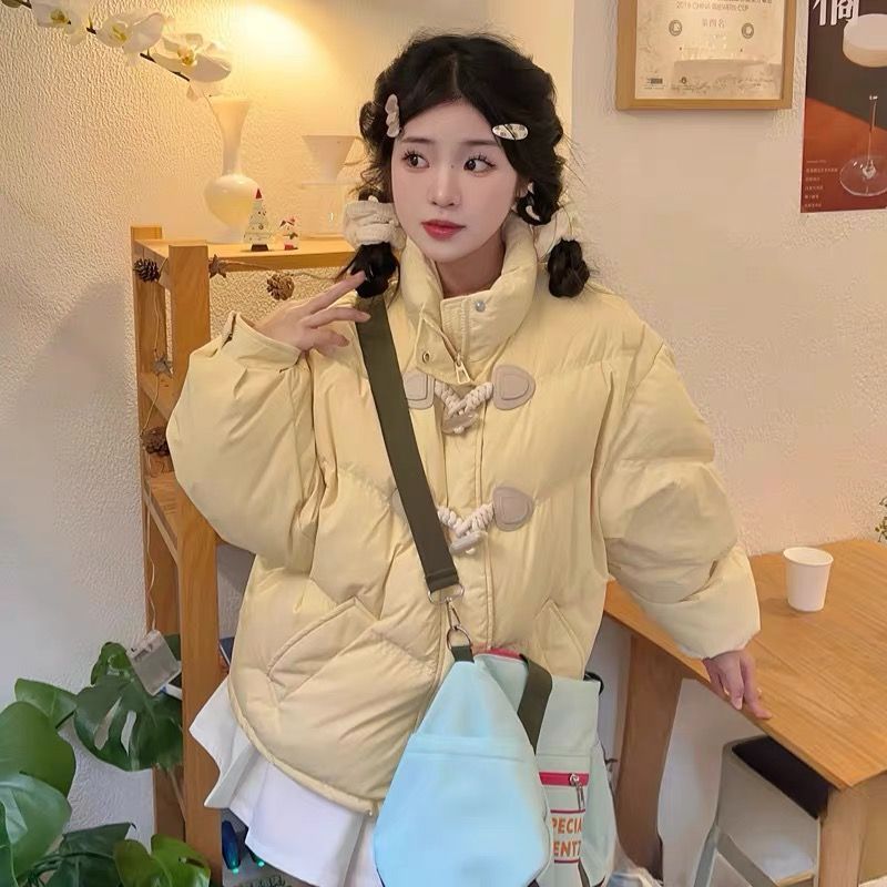 羽绒棉服女2025年新款牛角扣棉袄女短款棉衣宽松学生棉服冬季外套|undefined