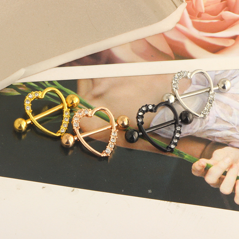 Rose Gold Stainless Steel Milk Nail Love Plating Breast Ring Sun Flower Nipple Ring Piercing Jewelry detail image 7
