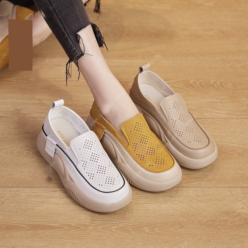 New platform shoes hollow shoes hole casual shoes women's soft sole single shoes one pedal lazy shoes_voghion.com
