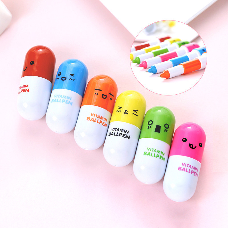 新しいミニスマイリーフェイス表現ピルペンクリエイティブ伸縮カプセルペンパズル学生文具ギフト在庫卸売|undefined