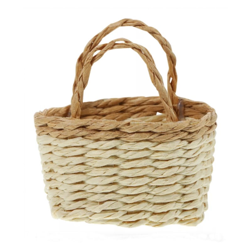 Cesta Miniatura Portátil de Paja Raffia de Papel Tejida para Casa de Muñecas y Pascua image 5