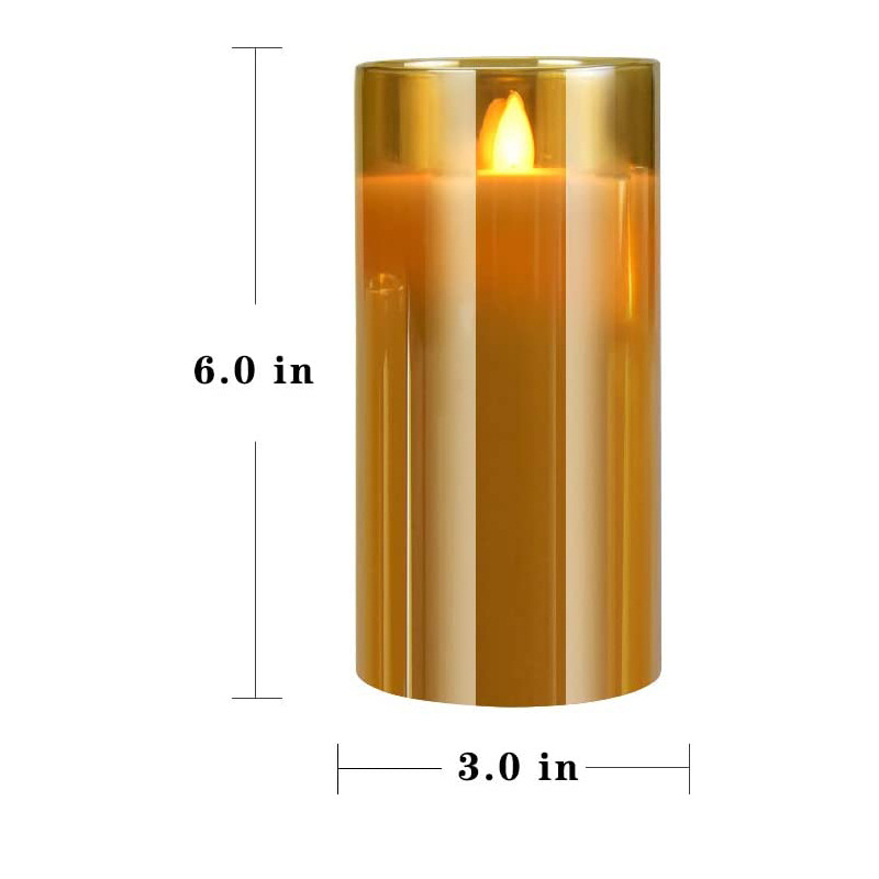 Vela LED oscilante de parafina en vaso de vidrio color té/gris/blanco, luz electrónica navideña, decoración para el hogar, luz de velas para bodas