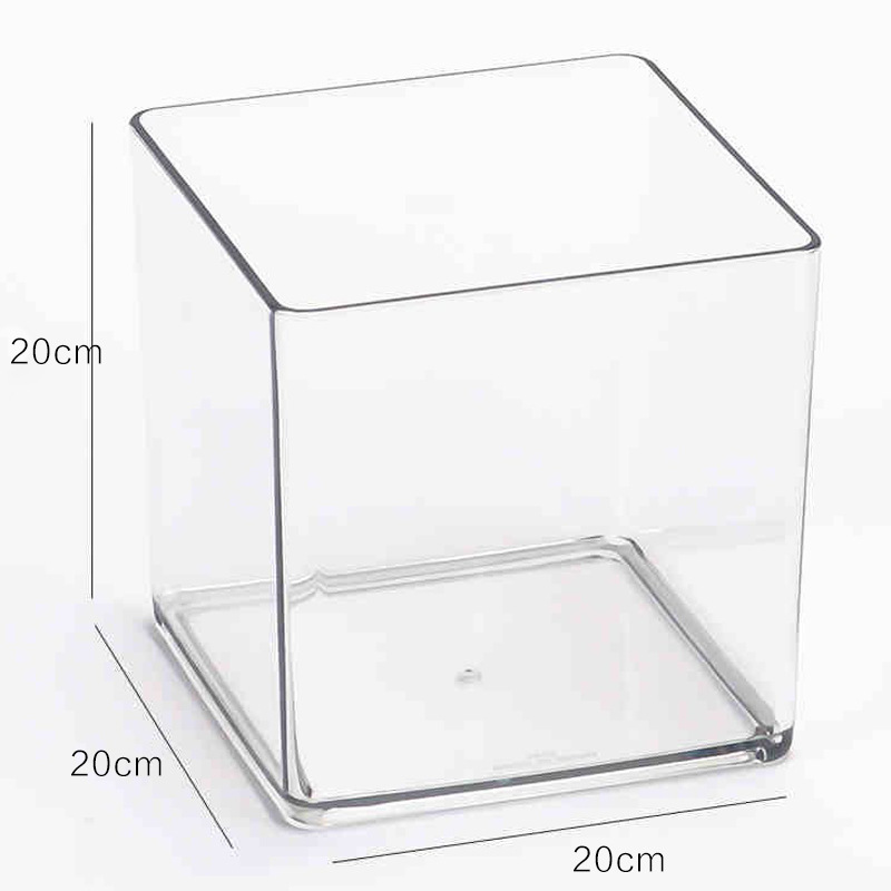 Caja transparente cuadrada acrílica, caja de almacenamiento de cubo de flores de una pieza, flores de escritorio, planta verde, arreglo floral, recipiente hidropónico