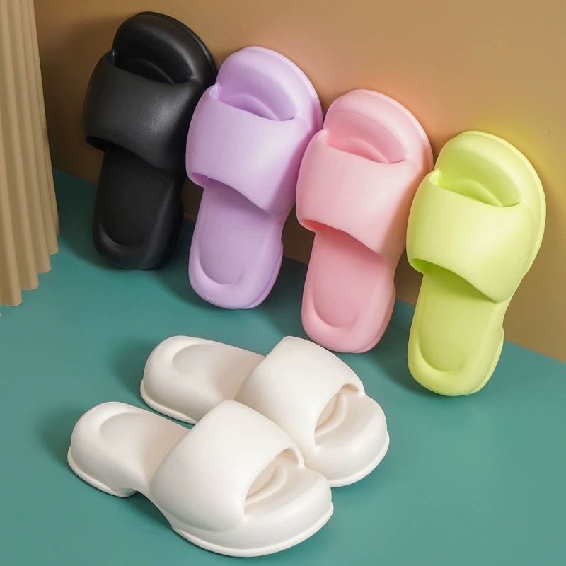 Супер толстые тапочки ins женская летняя новая мода носить сплошной цвет EVA чувство дерьма в помещении