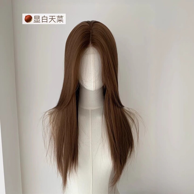 【Mixed-Race Kasi】Women's Wig with Hand-Woven Lace Front, Middle Parting, High-Layered Long Straight Hair, Linen Brown Cosplay Wig 【Mixed-Race Kasi】Women's Wig with Hand-Woven Lace Front, Middle Parting, High-Layered Long Straight Hair, Linen Brown Cosplay Wig
