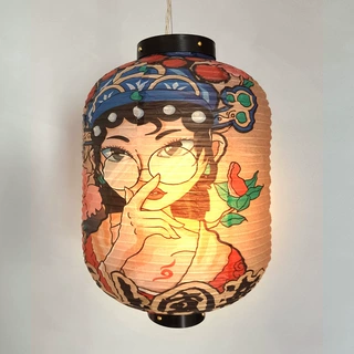 厂家定制中式古典手提发光纸灯笼冬瓜形纸宫灯笼节日庆典灯笼批发