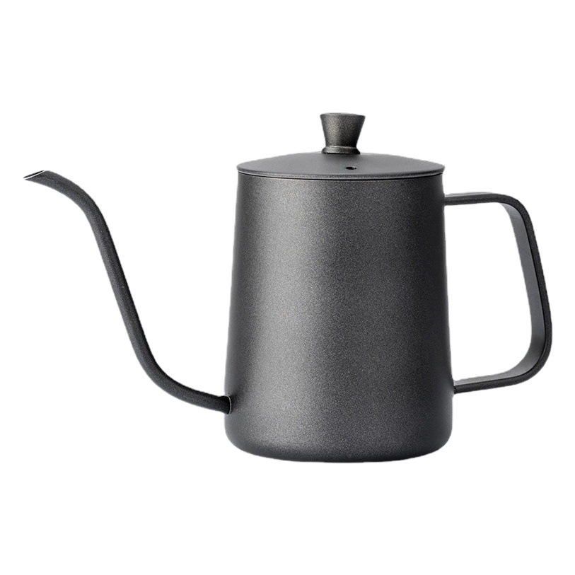 Olla de descarga manual de 400ml principal de la fábrica, olla de oreja colgante doméstica de descarga manual de café, olla de boca larga de boca fina, acero inoxidable 304