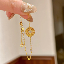 罗马碎冰冰星芒圆盘手链法式复古太阳罗盘星芒时尚轻奢手链