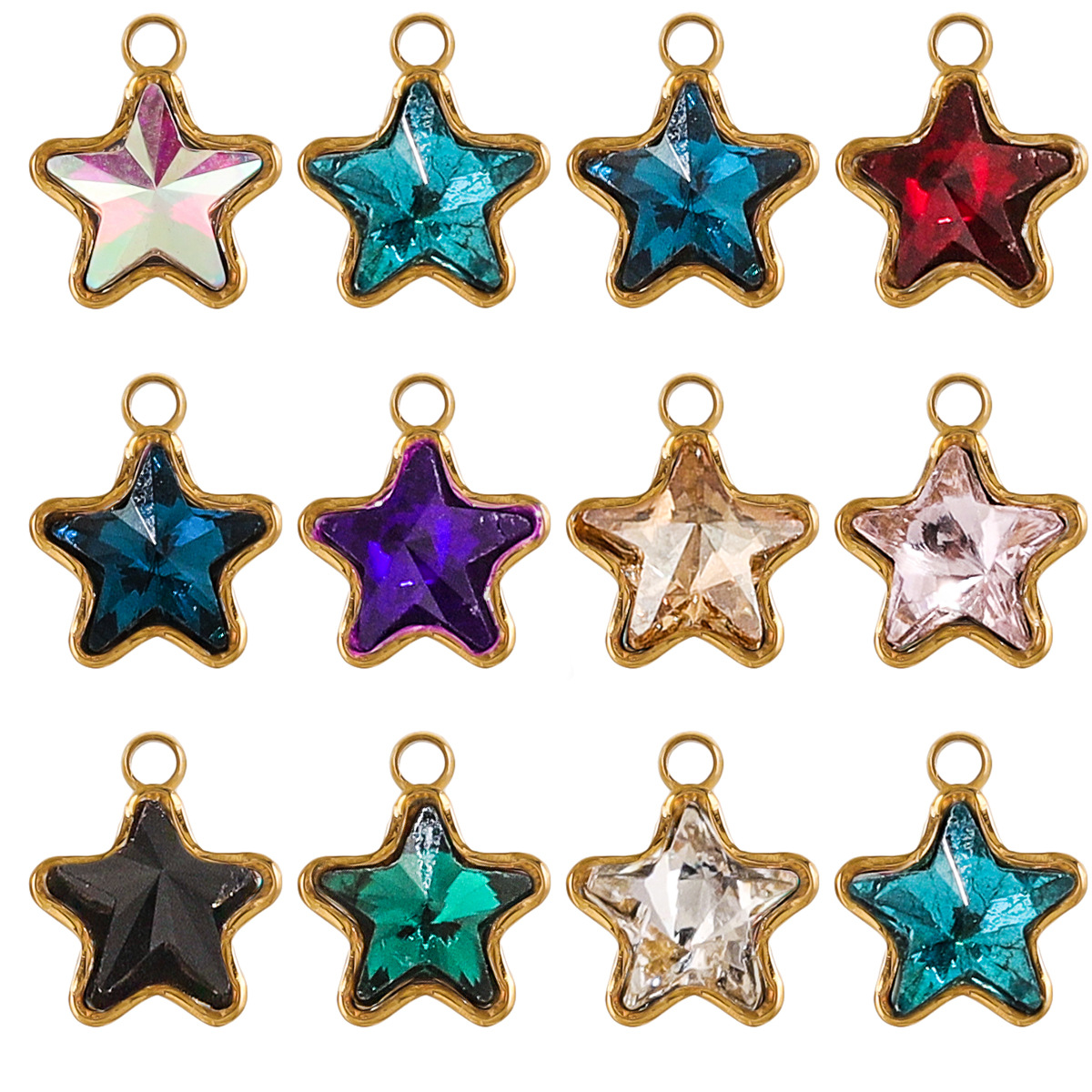 Colgante de cristal de color de acero inoxidable pentacolgante de nuevo collar colgante DIY accesorios joyería