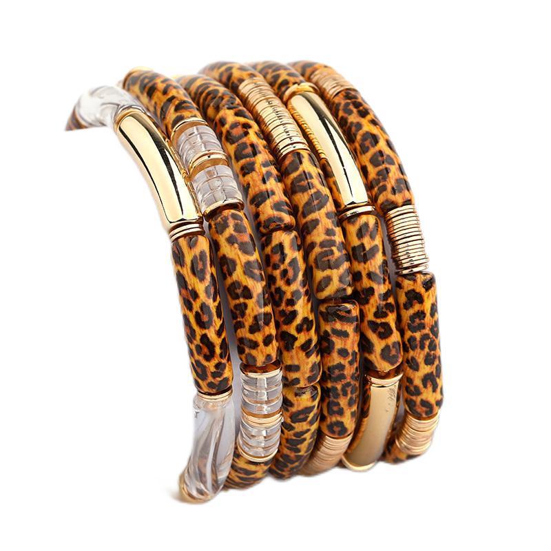 Zinc Alloy Chain Material Handmade Chain Chain Type Retro Leopard Arylic Iron Handmade Chain Beaded Bracelets Wholesale