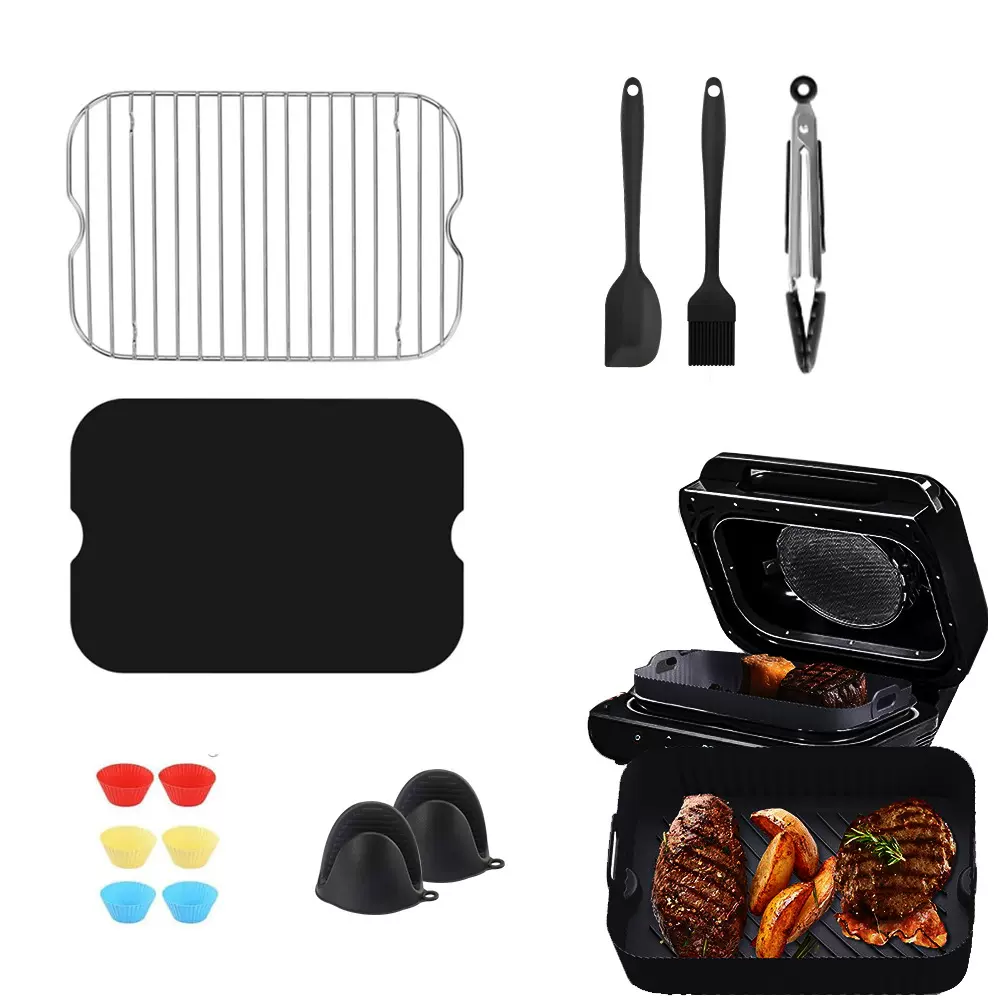 空气炸锅硅胶配件套装 耐高温烧烤垫烤架多功能烘焙烧烤配件组合