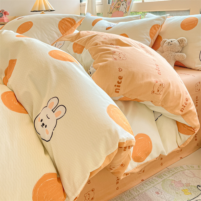 Temporada de estudiantes algodón algodón fresco de cuatro piezas sábanas fundas edredón sábana sábana sábana de tres piezas 2025 ropa de cama nueva