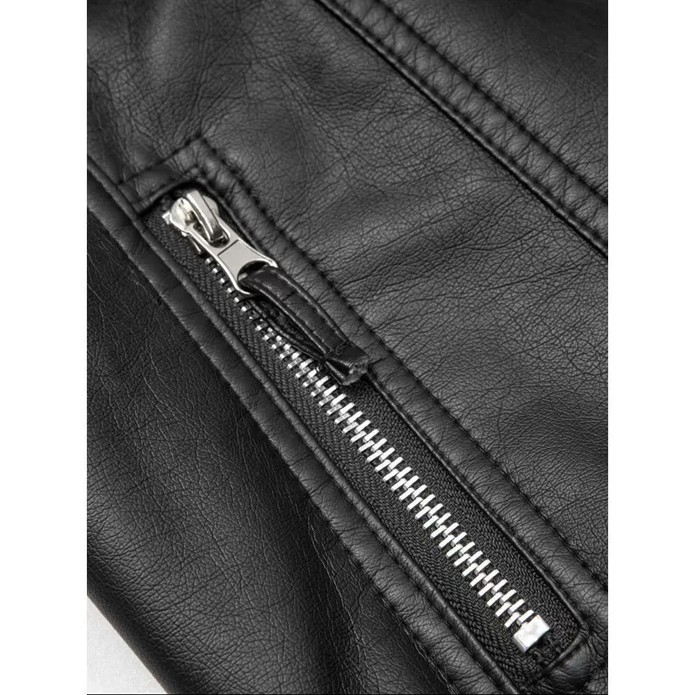 Autumn short polyurethane jacket, Korean style, fitted