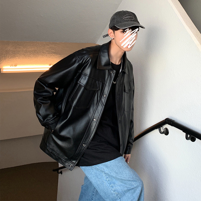 2021 Internet celebridad motocicleta chaqueta de cuero hombres primavera y otoño marca de moda chaqueta de cuero ropa moda coreana guapo chic estilo de Hong Kong