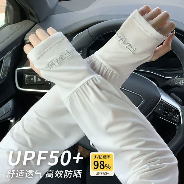 2025 New Sunscreen Sleeve Women's Anti-ultraviolet Summer Outdoor Riding Driving Ice Silk Thin Breathable Sunscreen Ice