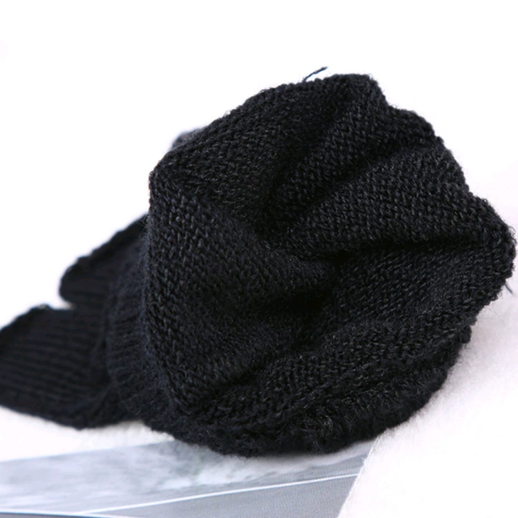 Fingerless Knitted Gloves, Unisex Summer Thin Black, Polyester, One Size