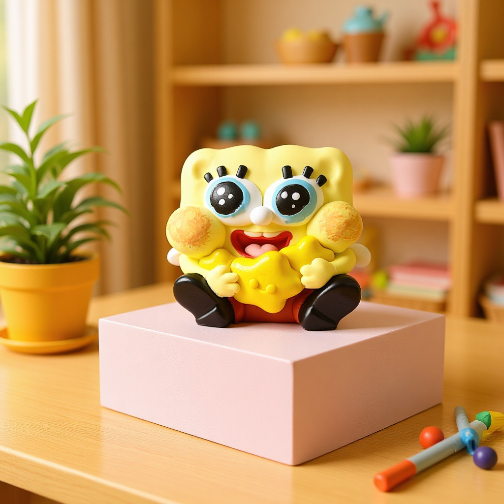 萌系黄色卡通角色抱星星造型硅胶模具 手工DIY石膏蜡烛模具 D981