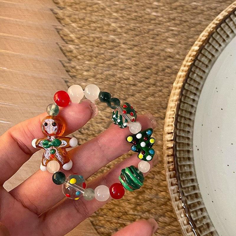 Christmas cartoon ginger cake bracelet niche design cute beaded bracelet holiday atmosphere girlfriends gift bracelet Christmas cartoon ginger cake bracelet niche design cute beaded bracelet holiday atmosphere girlfriends gift bracelet