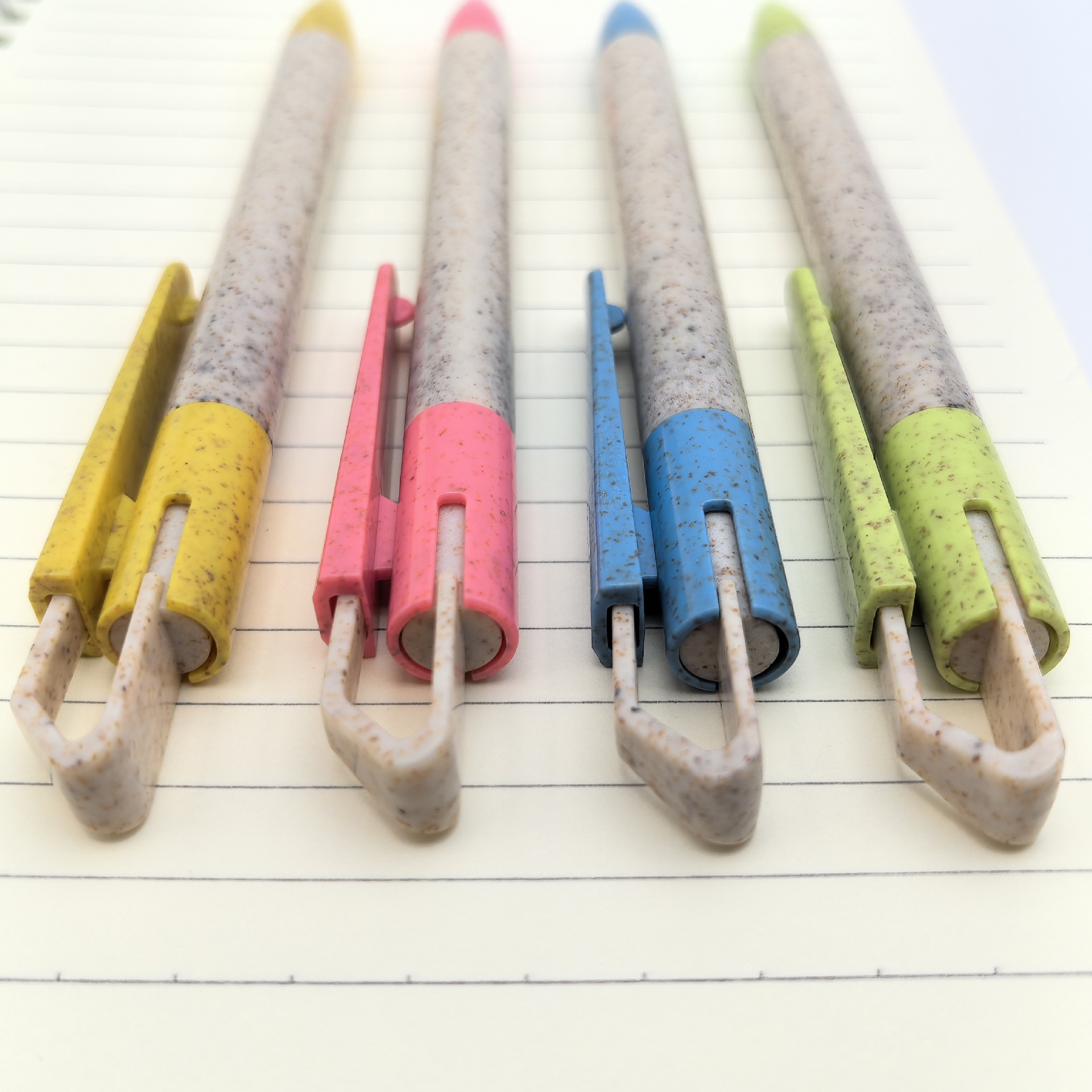 Mayorista ecológico explicable palma de paja bolígrafo de bolígrafo escondido diseño de bolígrafo de promoción de oficina seda lisa